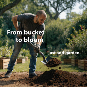 Home and Country USA garden soil in container supports thriving indoor and outdoor plants.