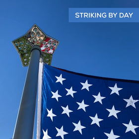 HOME DEPUTY flag light reveals the star LED layout during daylight for decorative appeal.