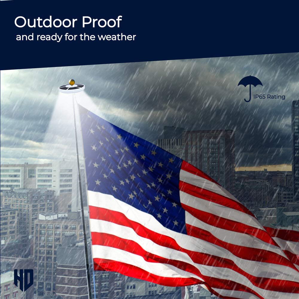 HOME DEPUTY outdoor-ready solar flag light withstands weather