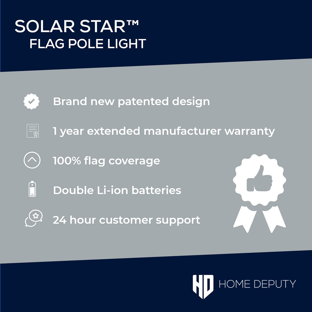 HOME DEPUTY top-mount flag light fits 15-25 ft poles with easy install.