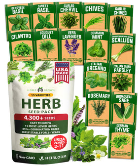 HOME GROWN 15-herb seed pack front view for easy home gardening.