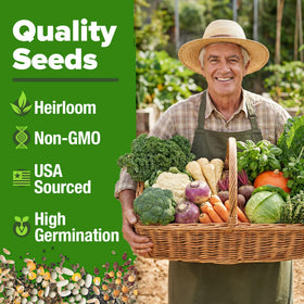 HOME GROWN 70-Variety seeds packaging closeup highlights airtight mylar freshness.