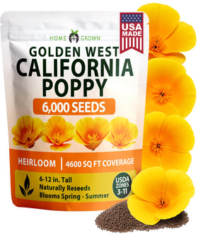 HOME GROWN California Poppy Golden West seeds packet for reliable spring color