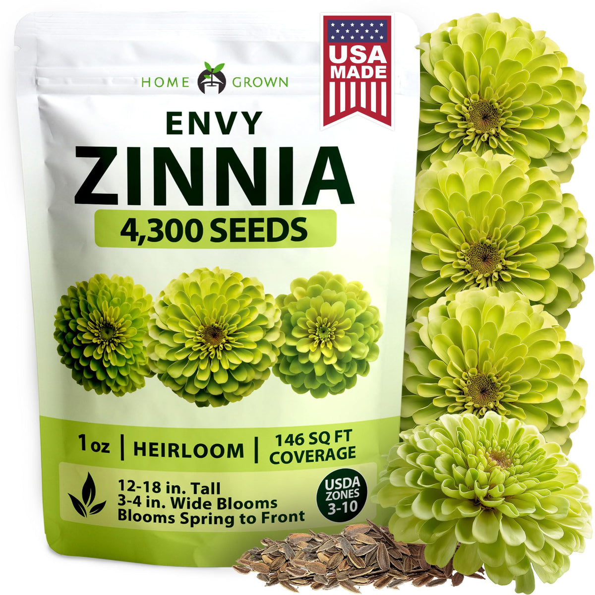 HOME GROWN Envy lime-green zinnia bloom adds vibrant color to the garden