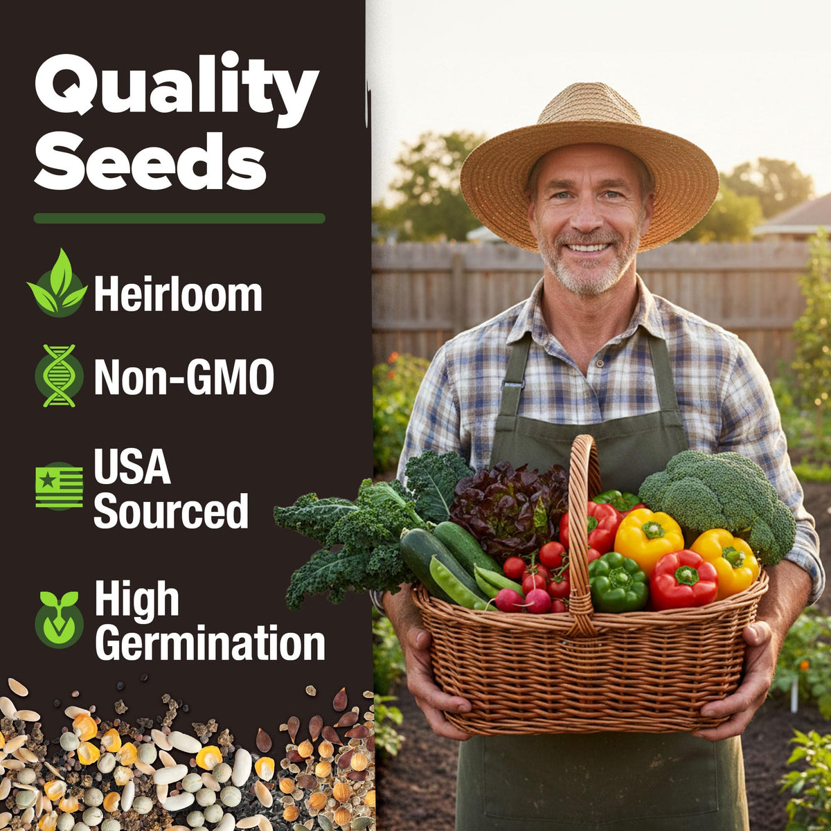 HOME GROWN ten-variety seeds pack ready for seasonal vegetable garden planning.