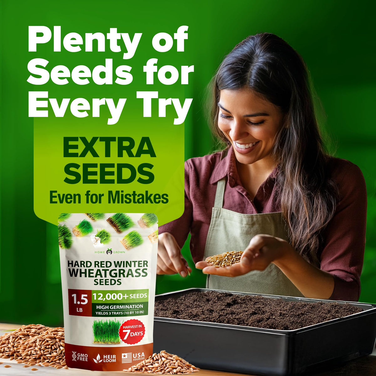 HOME GROWN chlorophyll-rich greens ideal for microgreens and indoor displays.
