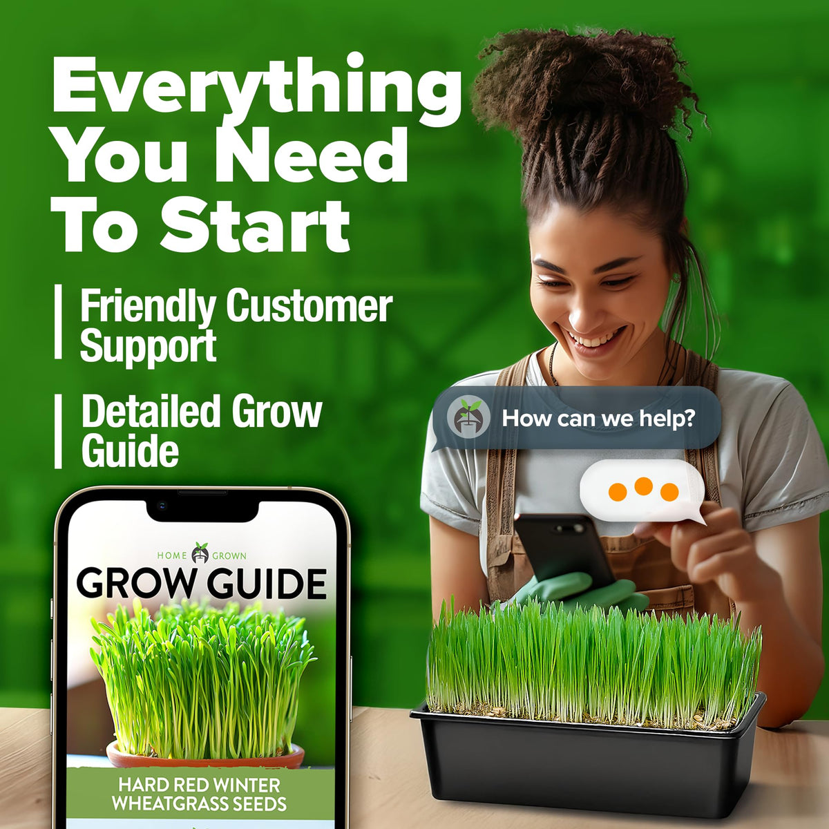 HOME GROWN sprouts offer a pet-friendly greens snack for small animals.