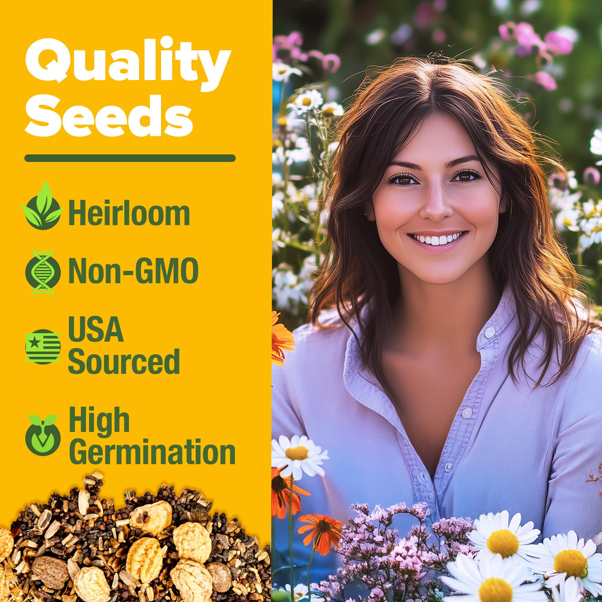 Home Grown pollinator habitat seeds foster continuous blooms for pollinators.