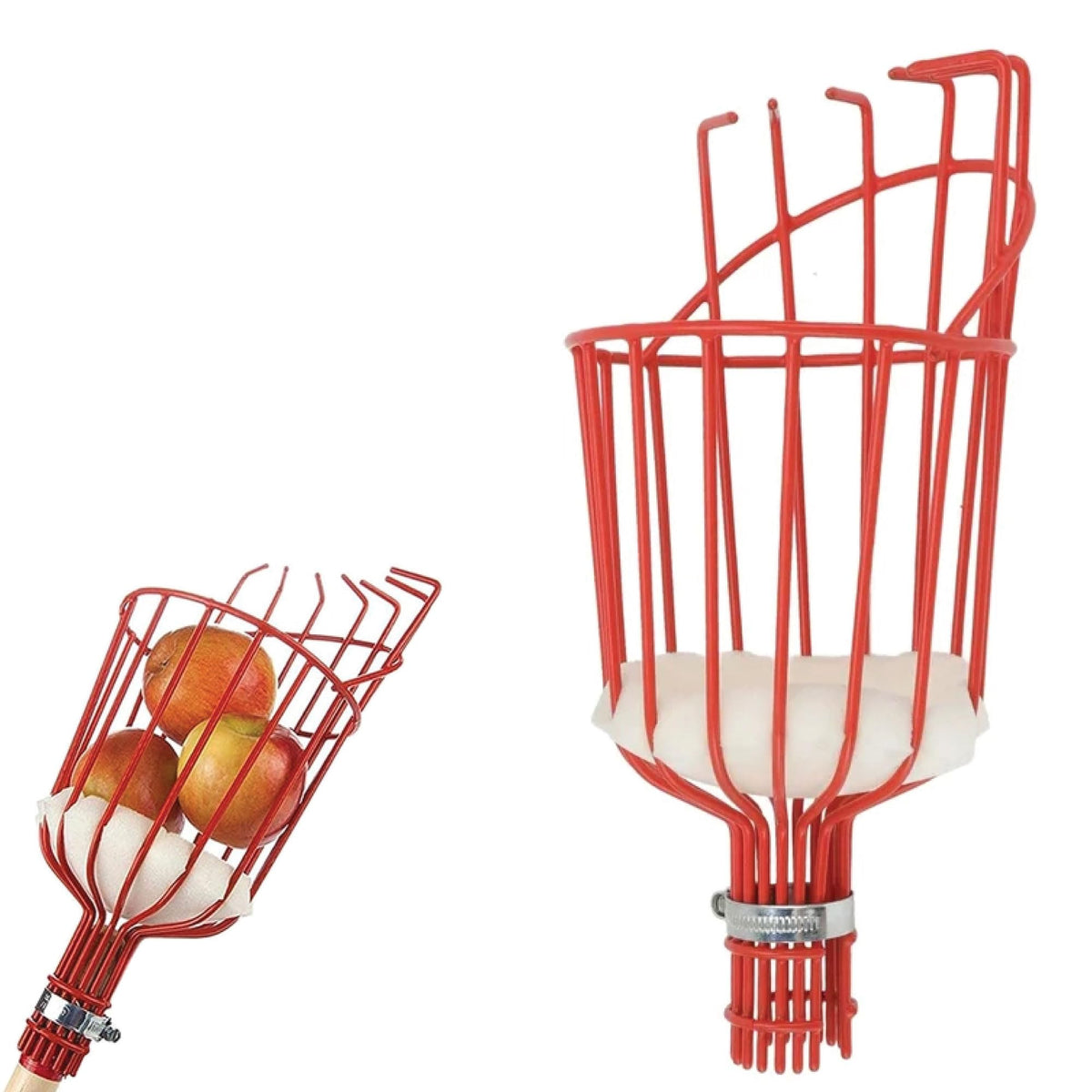 Home-X fruit picker basket with finger-prongs for gentle harvest.