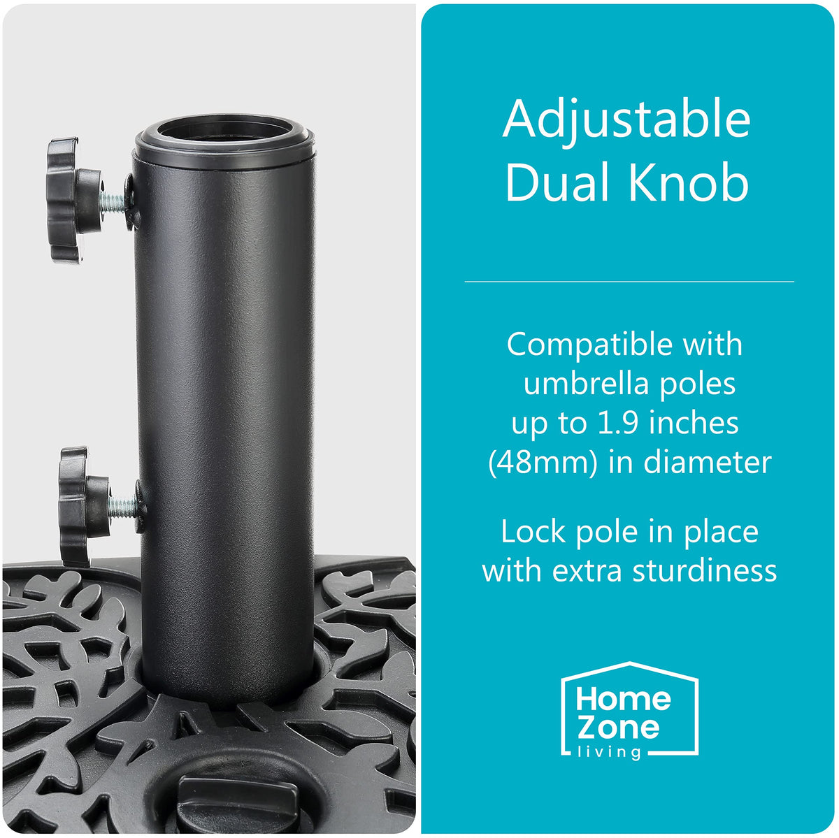 Home Zone Living base showing heavy-duty HDPE construction for weather resistance