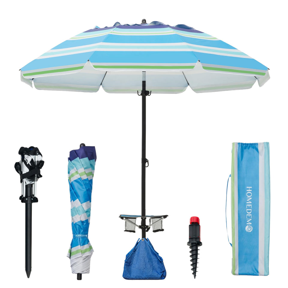 HOMEDEMO 8ft beach umbrella tilting for customizable shade on sunny days