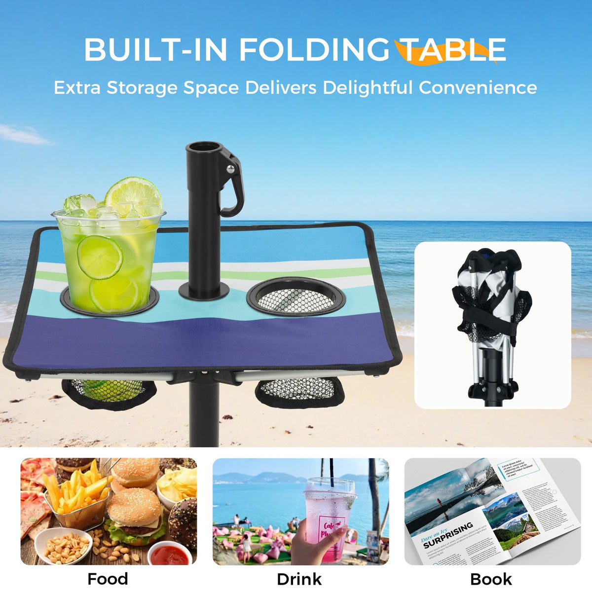 HOMEDEMO built-in table beside you holds drinks, snacks, or a book