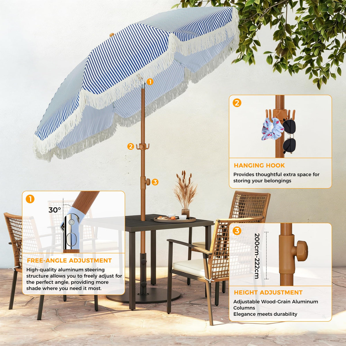 HOMEDEMO integrated hanging hook keeps towels within reach.