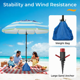 HOMEDEMO sand anchor and weight bag secure the umbrella through gusty winds