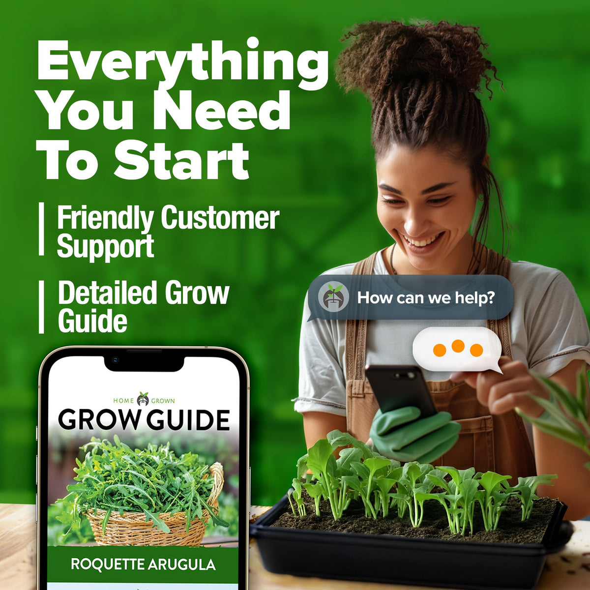 HOME GROWN Arugula seeds hydroponics-indoor-garden compatible for easy countertop greens.