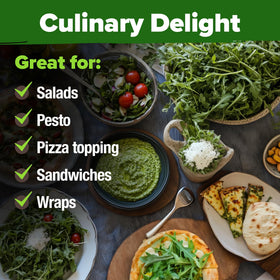 HOME GROWN Arugula seeds nutritious peppery greens with vitamins A and C.