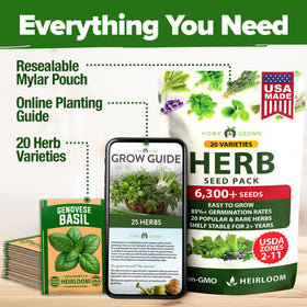 HOME GROWN plant markers included for easy herb labeling