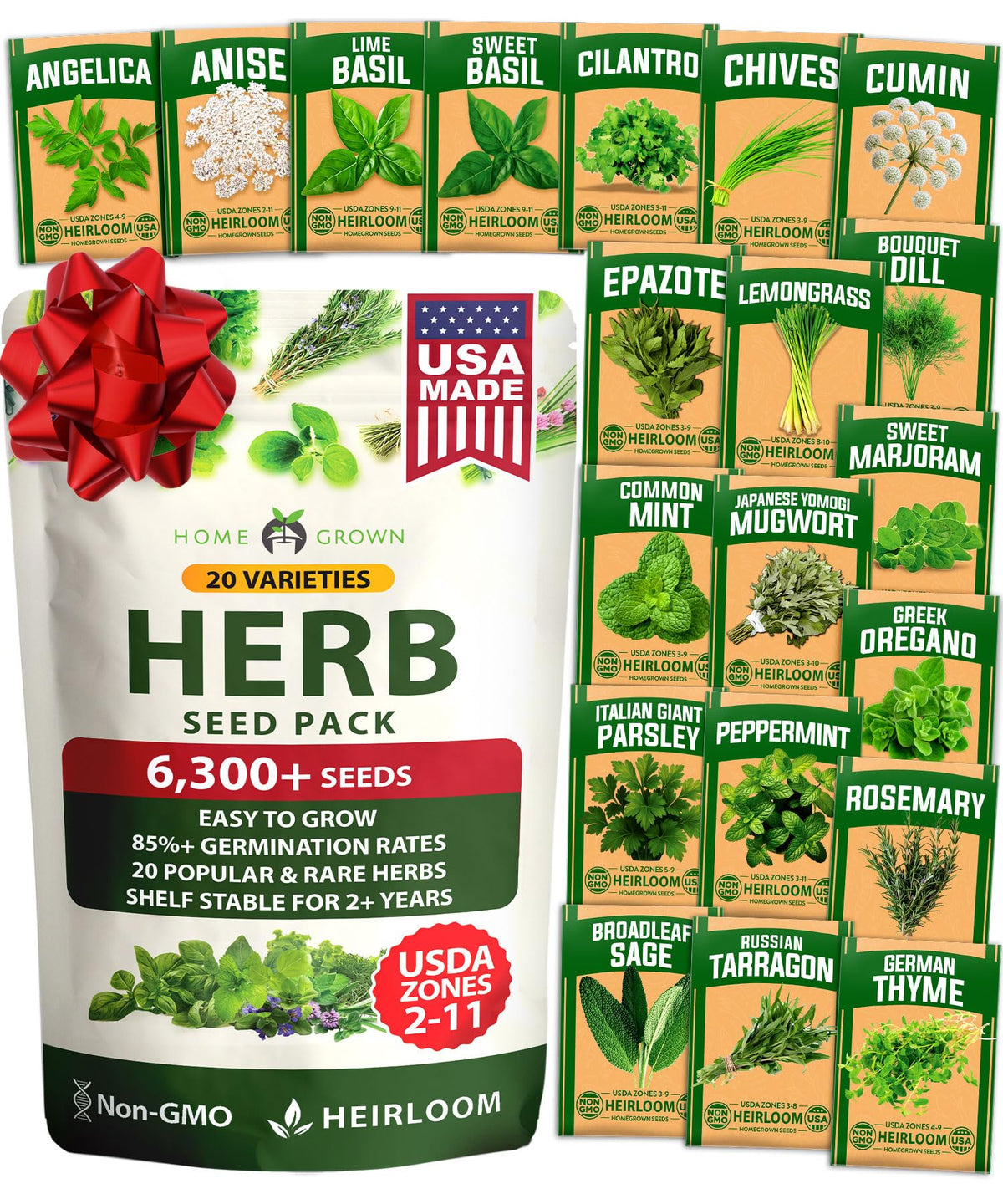 HOME GROWN premium herb seeds pack cover for year-round gardening inspiration
