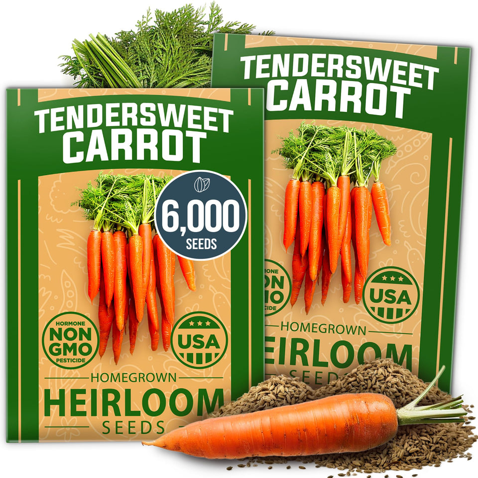 HOME GROWN Tendersweet carrot seeds pack ready for planting in a home garden.