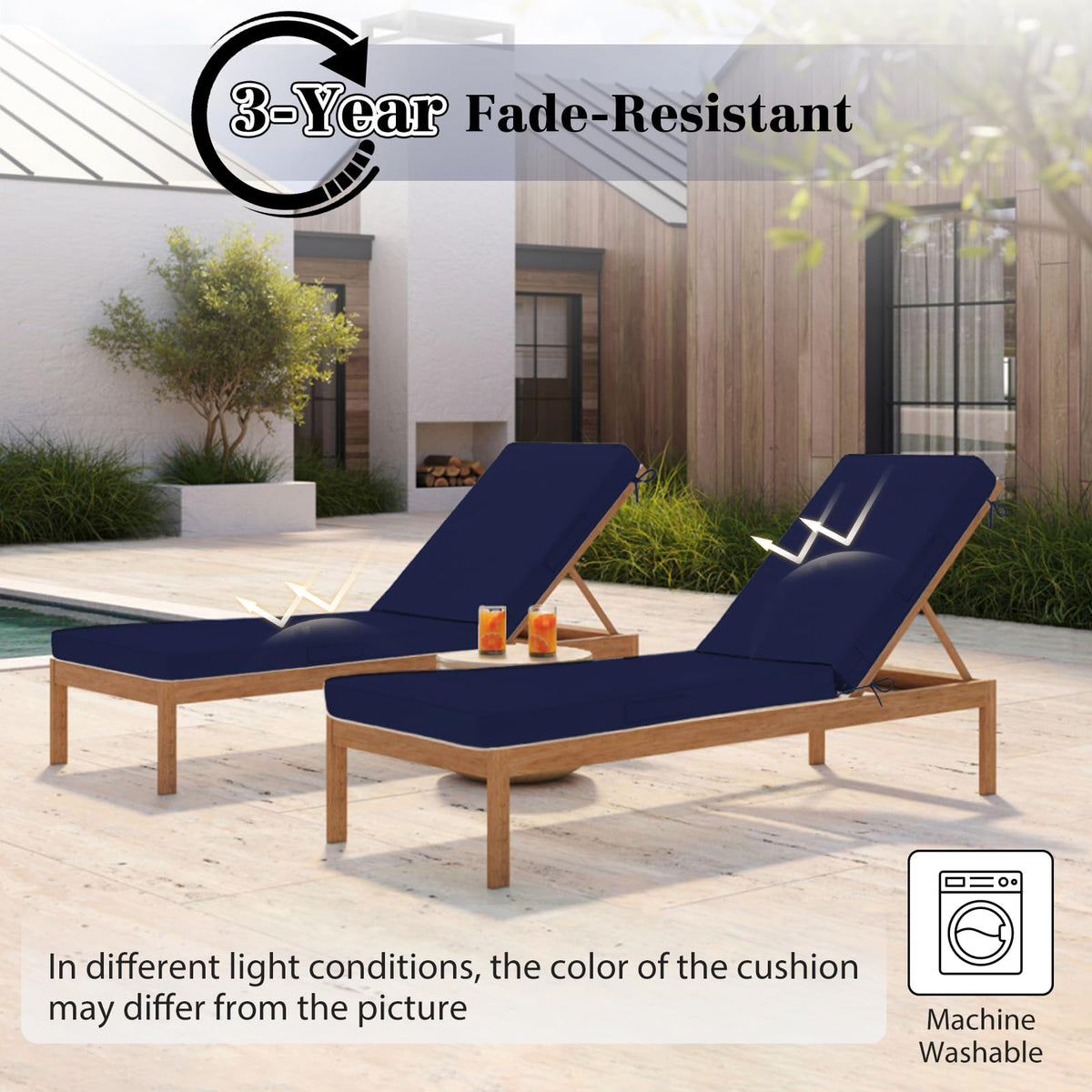 Homelysian outdoor cushions stay in place with four ties and two handles.