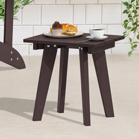 Homenjoy chocolate brown side table for patios provides a sturdy surface for drinks.