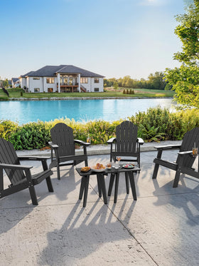 Homenjoy outdoor side table set up on a patio beside seating.