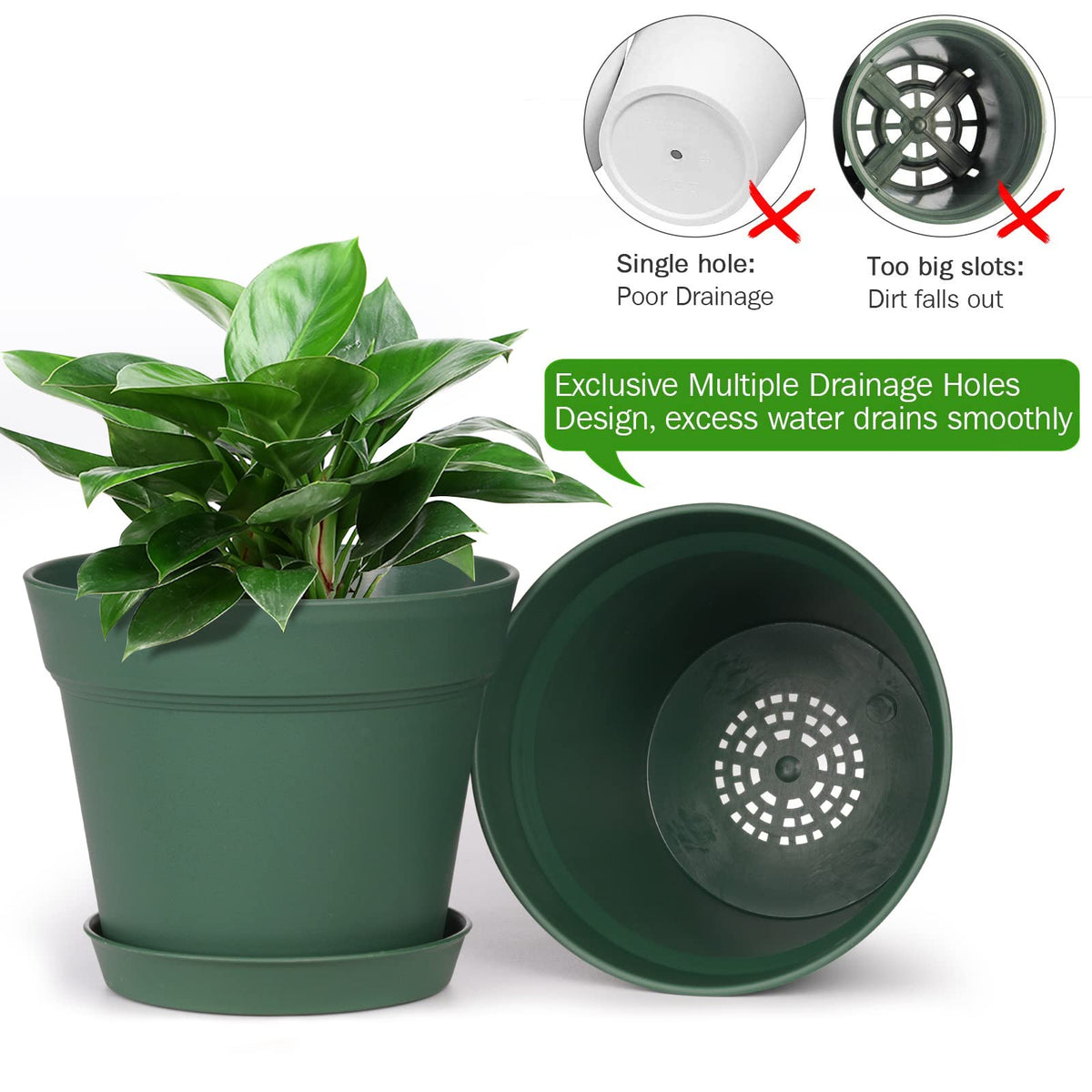 15-piece green pot set with matching trays
