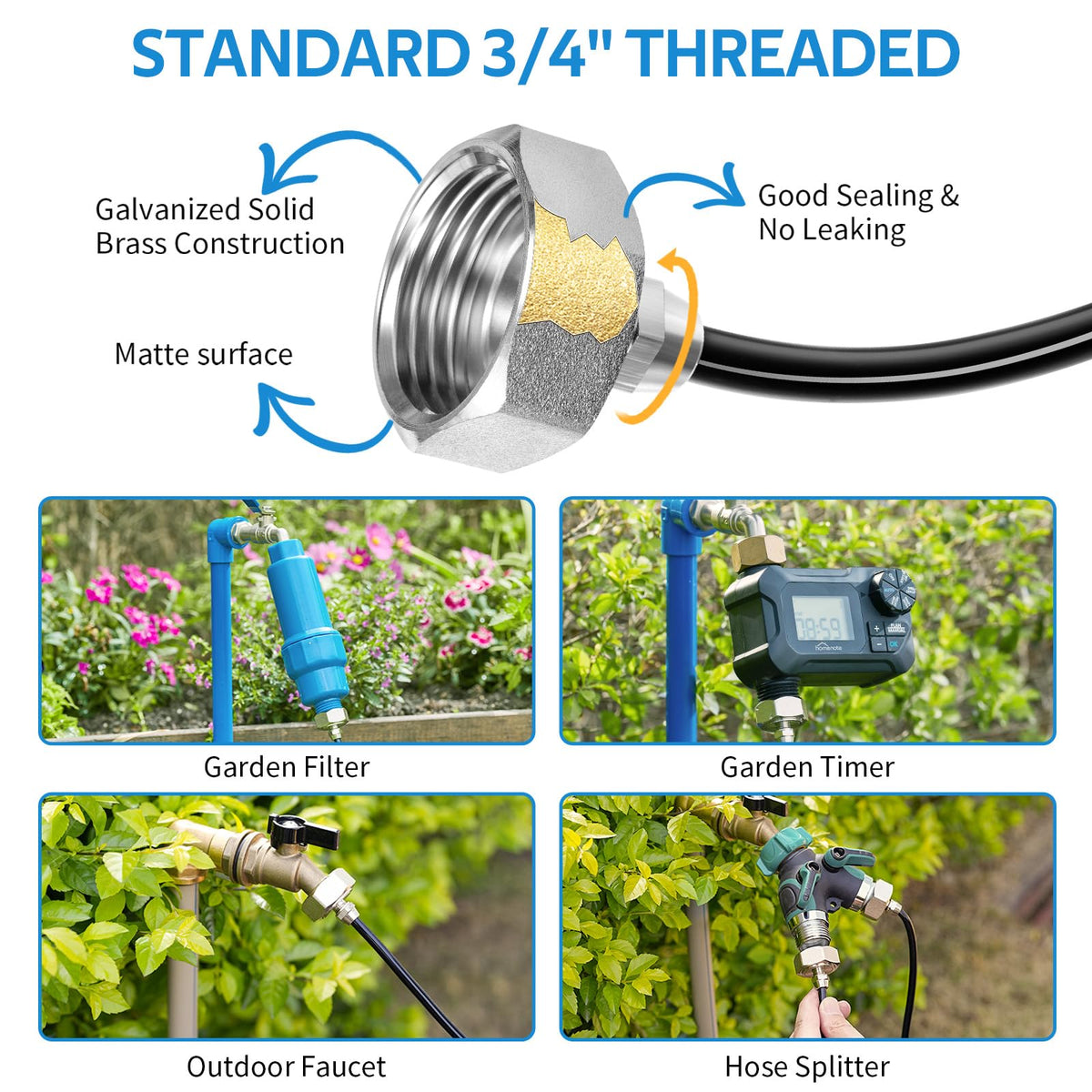 Homenote brass adapter connection demonstrating secure leak-free setup