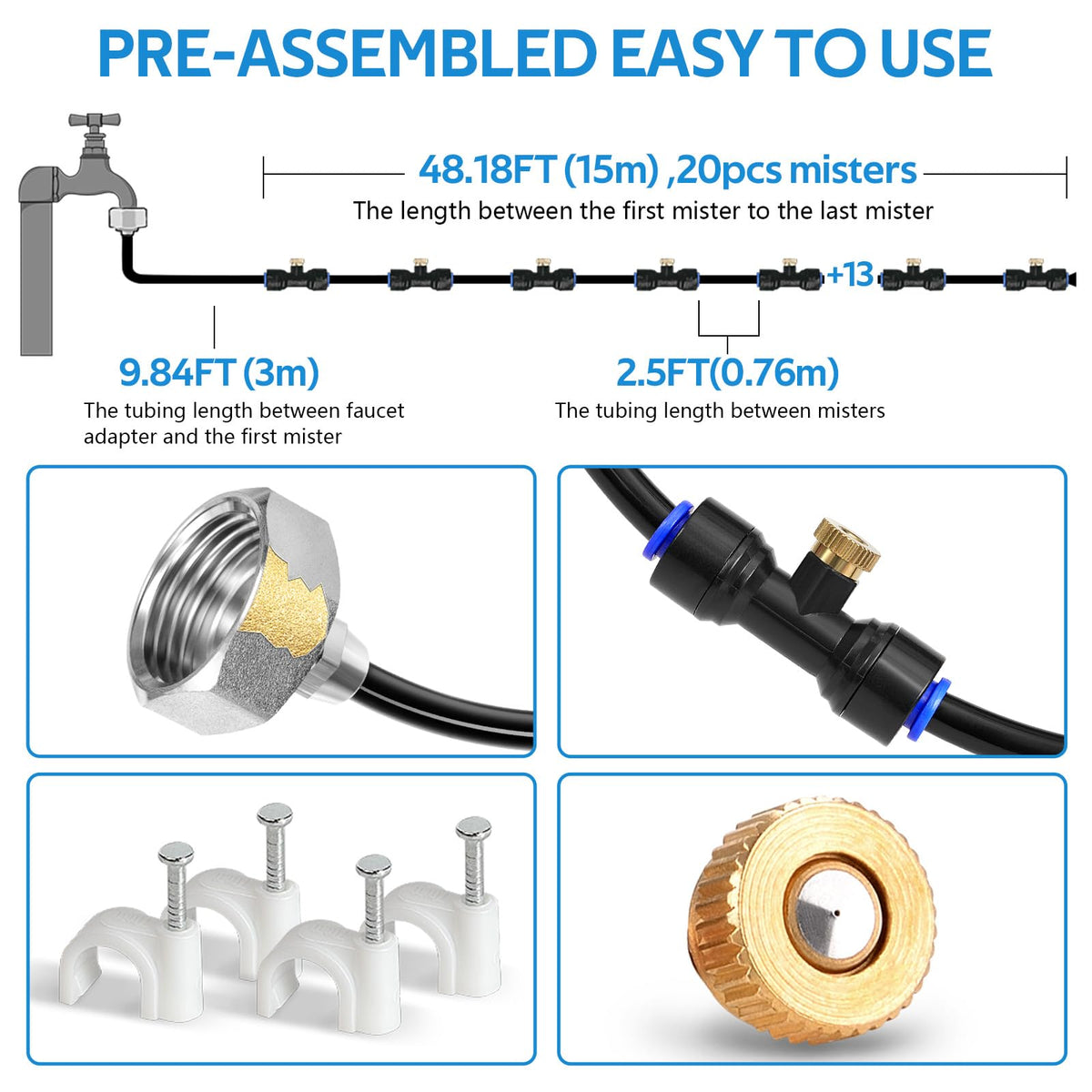 Homenote brass mist nozzles (20) provide fine, even cooling