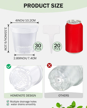 Homenote clear nursery pot 4-inch seedling starter for cuttings and starts.