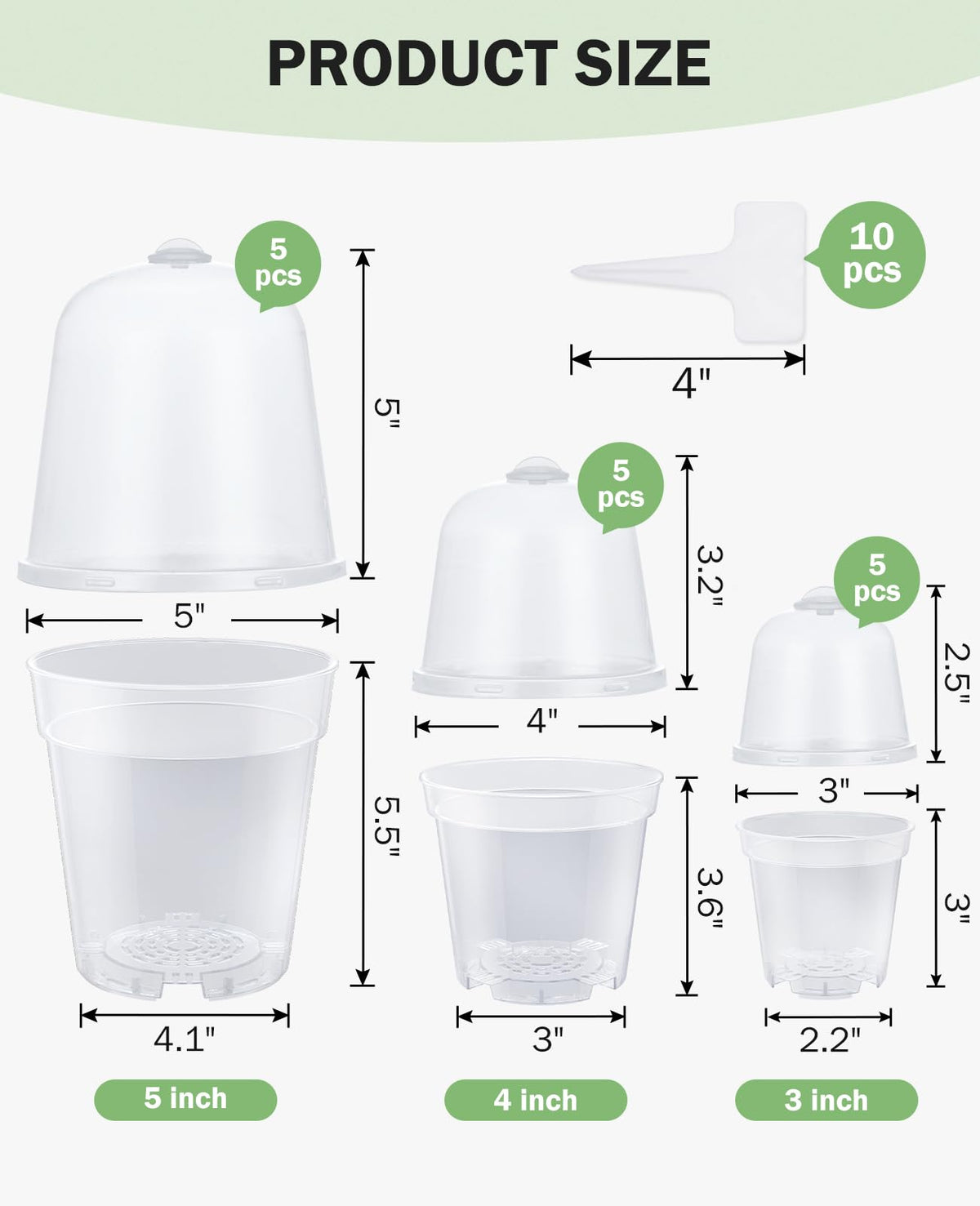 homenote clear nursery pot 5-inch robust drainage supports seedling growth.