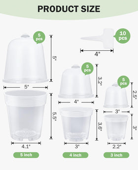 homenote clear nursery pot 5-inch robust drainage supports seedling growth.