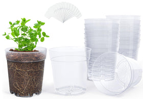 Homenote clear nursery pot top view shows transparent soil and easy watering reference.