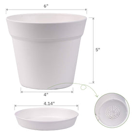 Homenote cream-white planters decorate shelves while supporting healthy indoor plants.