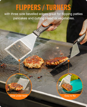 HOMENOTE griddle chopper/scraper cleans the surface while dicing food.