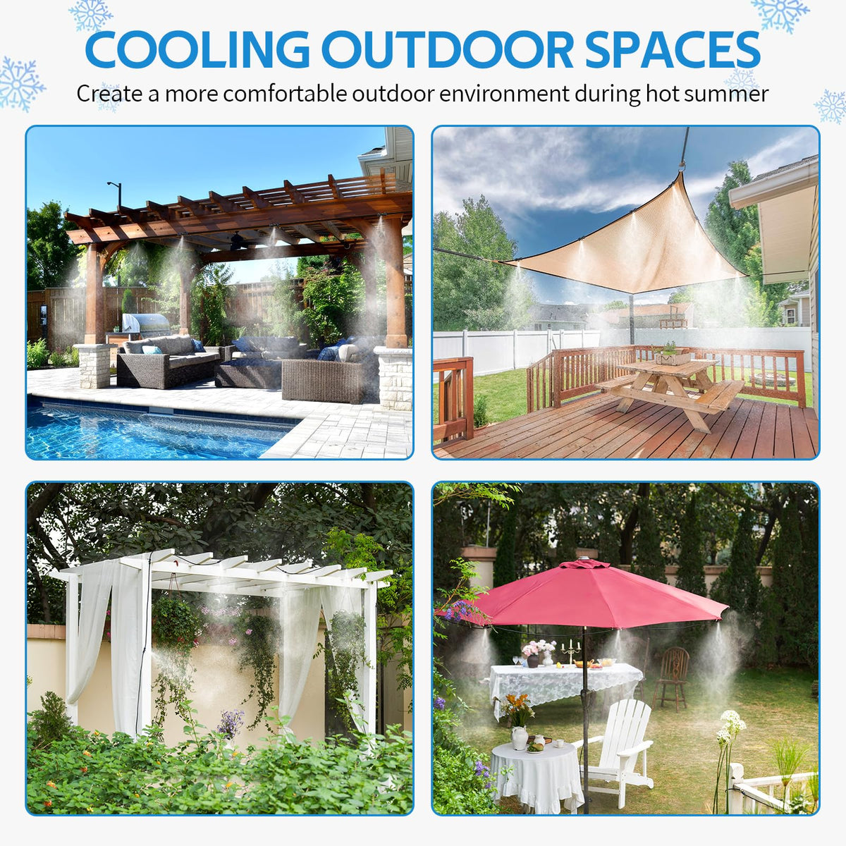 Homenote outdoor patio misting cools seating area