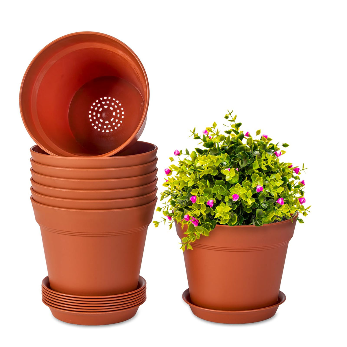 Homenote 7.5-inch plant pot with drainage holes for indoor use.