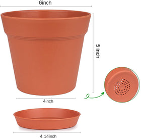 Homenote 6-inch opening and 4-inch bottom diameter highlighted for versatile plant fits.