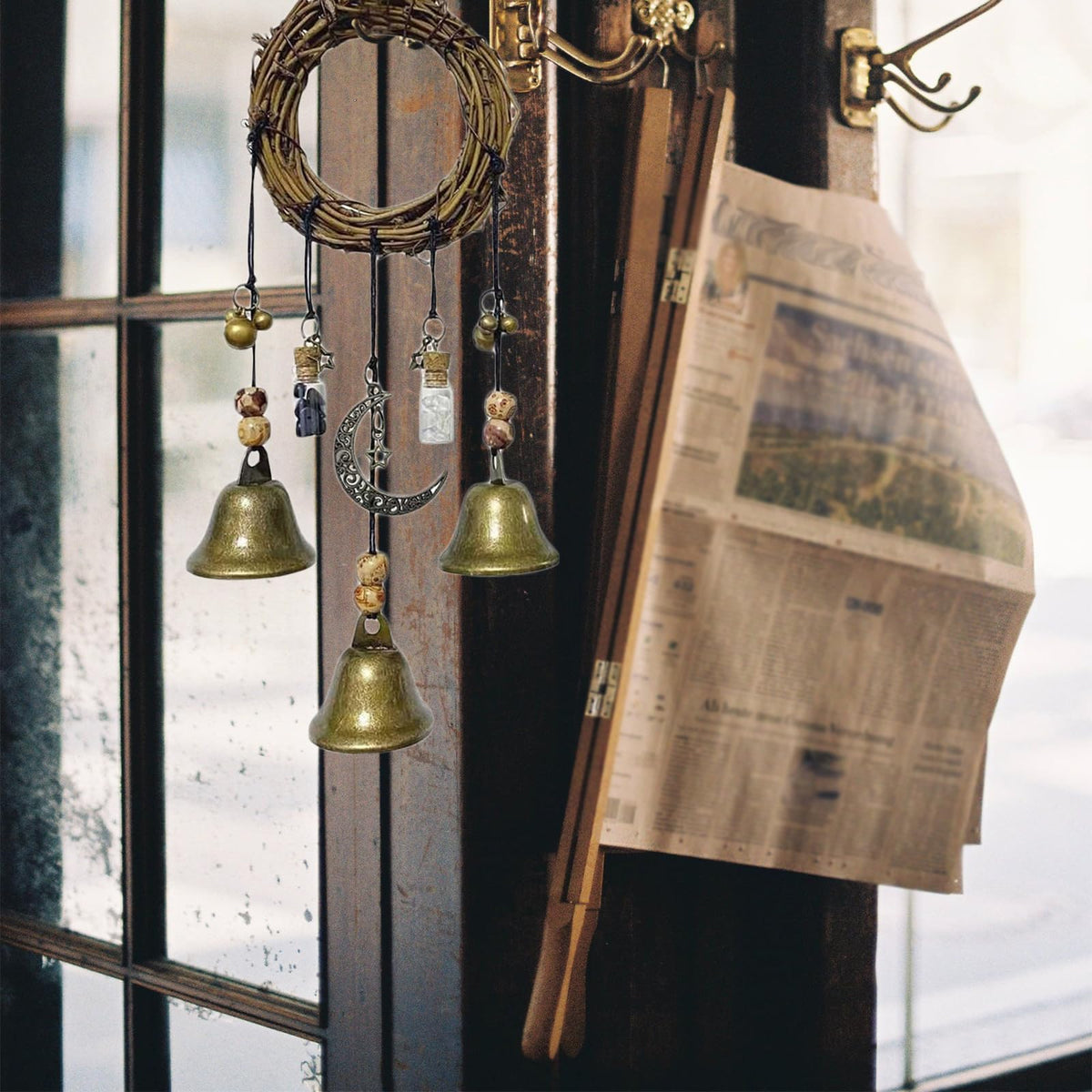 HomeSoGood Witch Bells retro moon pendant enhances vintage walls