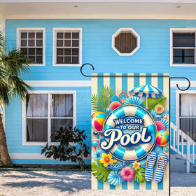 HOMETITUTE colorful beach balls flag brightens pool area and yard parties.