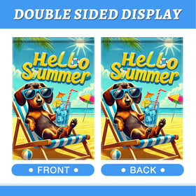 HOMETITUTE Hello Summer dachshund flag double-sided print improves visibility from both sides.
