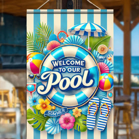 HOMETITUTE lifebuoy flag features beach vibe and weather-ready durability.