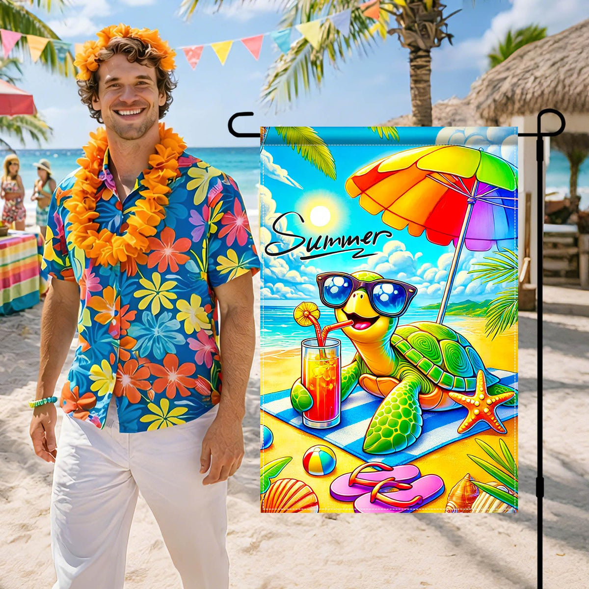 HOMETITUTE ocean yard flag creates seasonal coastal ambiance