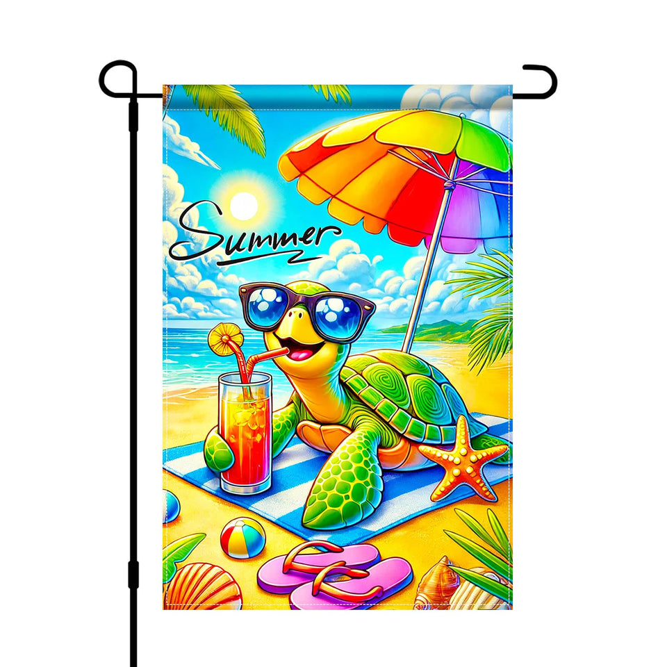 HOMETITUTE sea turtle flag with umbrella adds breezy coastal charm outdoors