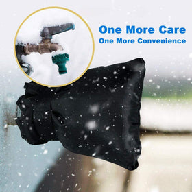 Hometopia usage on outdoor faucet during winter protects against freezing.