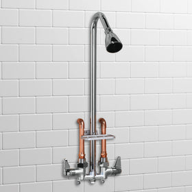 Homewerks exposed shower head kit chrome adjustable spray for versatile outdoor rinsing.