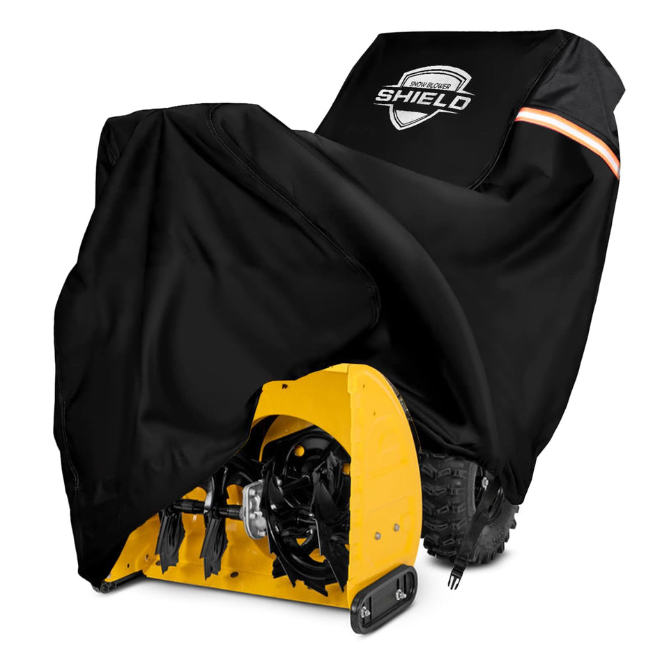 HOMEYA Snow Blower Cover universal fit diagram protects 24–28 inch models.