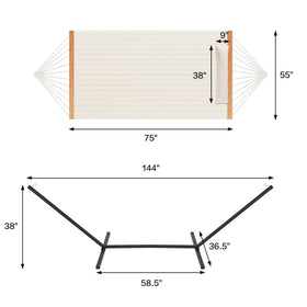 Homgava curved spreader-bar design enhances balance for two-person lounging.