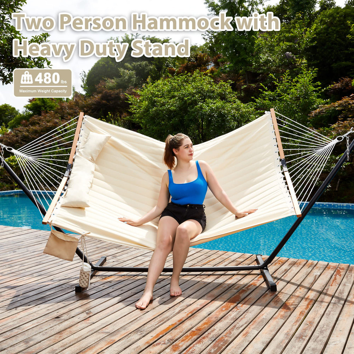 Homgava detachable pillow adds extra comfort during yard lounging.