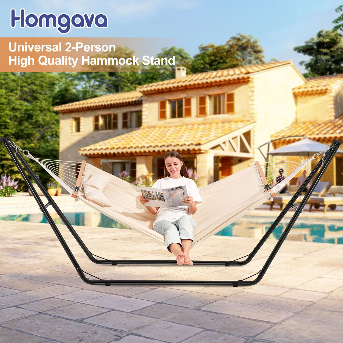 Homgava heavy-duty stand supports 660 lbs for durable outdoor use.